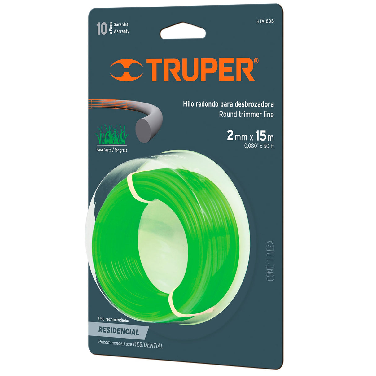 HILO REDONDO P/DESBROZADORA 15MTS. LARGO 2 MM. BLISTER *** OFRECER 130261 ***