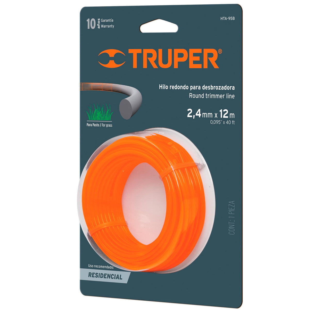 HILO REDONDO P/DESBROZADORA 12MTS. LARGO 2.4MM. BLISTER *** OFRECER 130262 ***