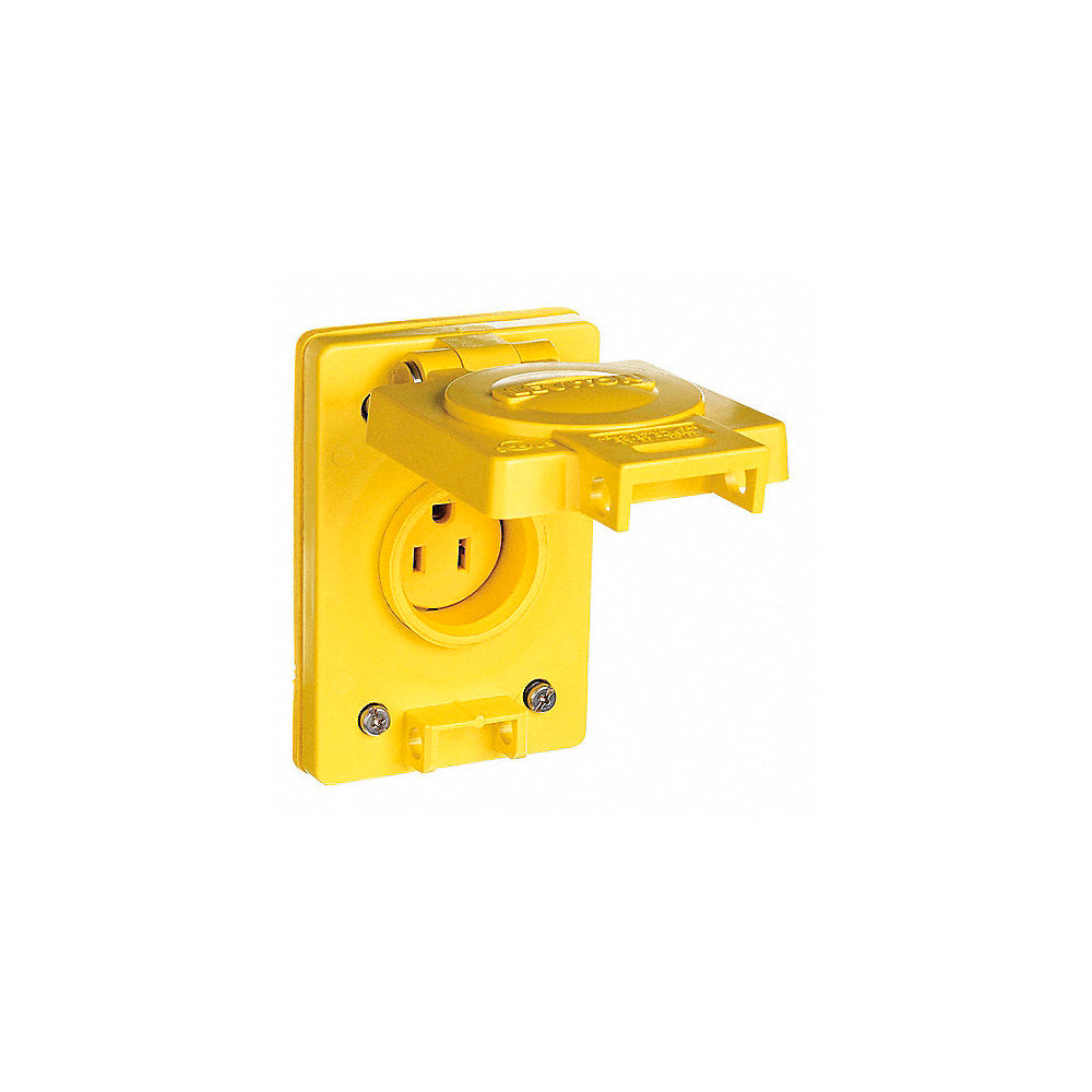 RECEPTACULO CON CUBIERTA AMARILLA NEMA 515R 2P 3W  15A 125V MCA LEVITON