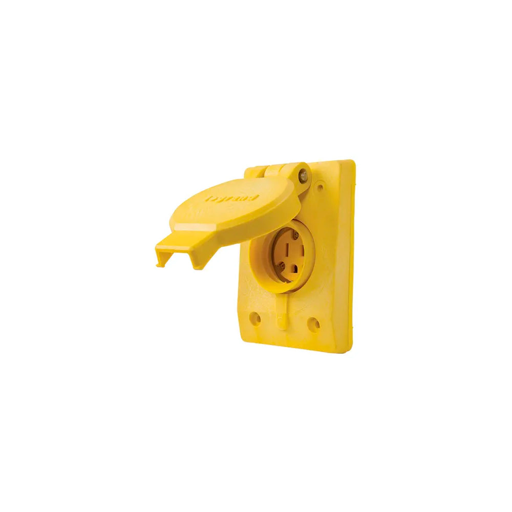 RECEPTACULO CON CUBIERTA AMARILLA NEMA 515R 2P 3W  15A 125V MCA LEVITON