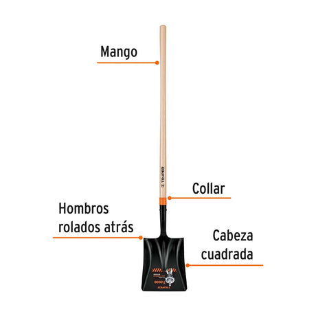 PALA CUADRADA MANGO LARGO TRUPER CONSTRUCCION