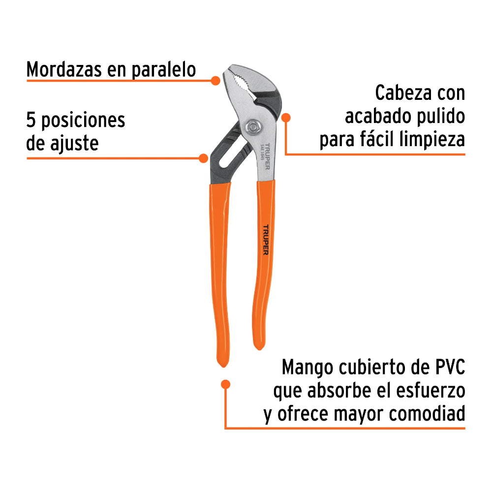 PINZA DE EXTENSION 10" MANGO DE VINIL MCA TRUPER MECANICA