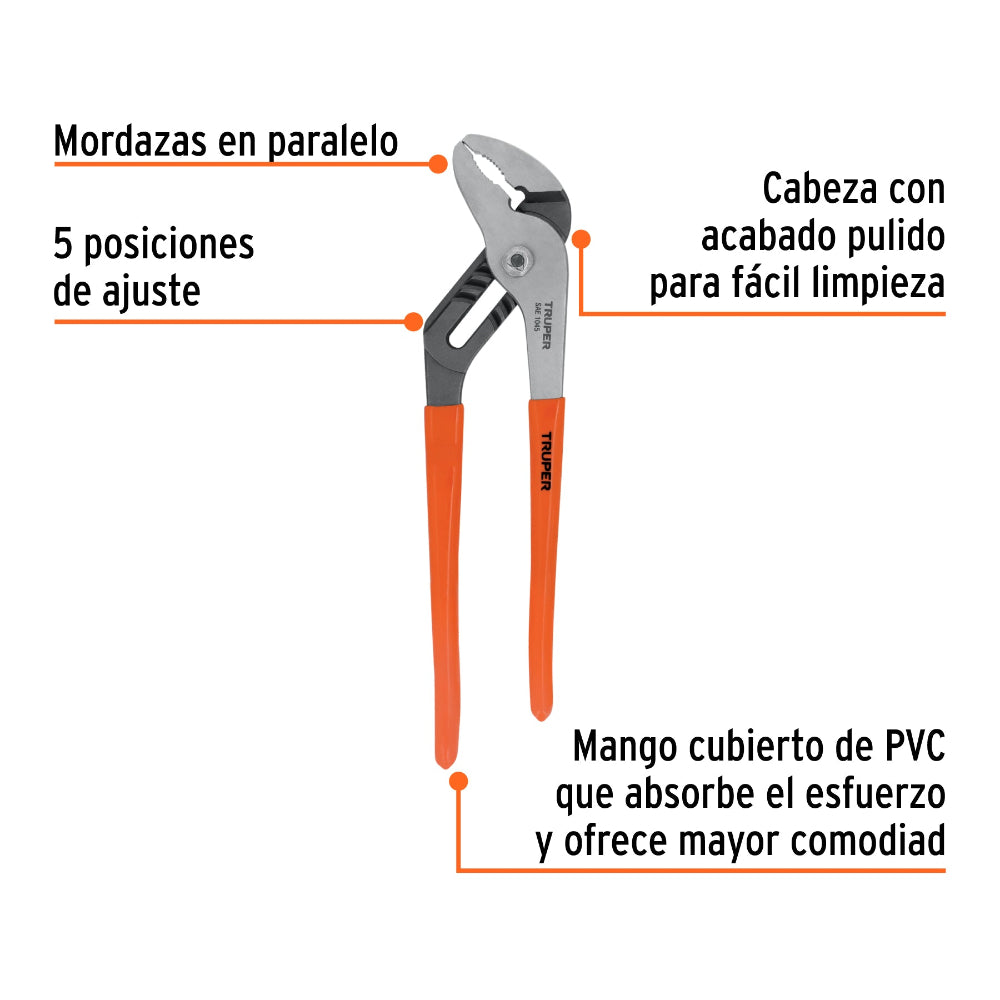 PINZA DE EXTENSION 12" MANGO DE VINIL MCA TRUPER MECANICA
