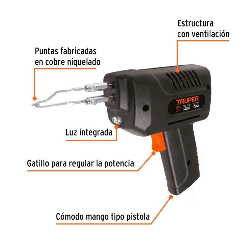 CAUTIN TIPO PISTOLA DE 140 WATTS MCA TRUPER