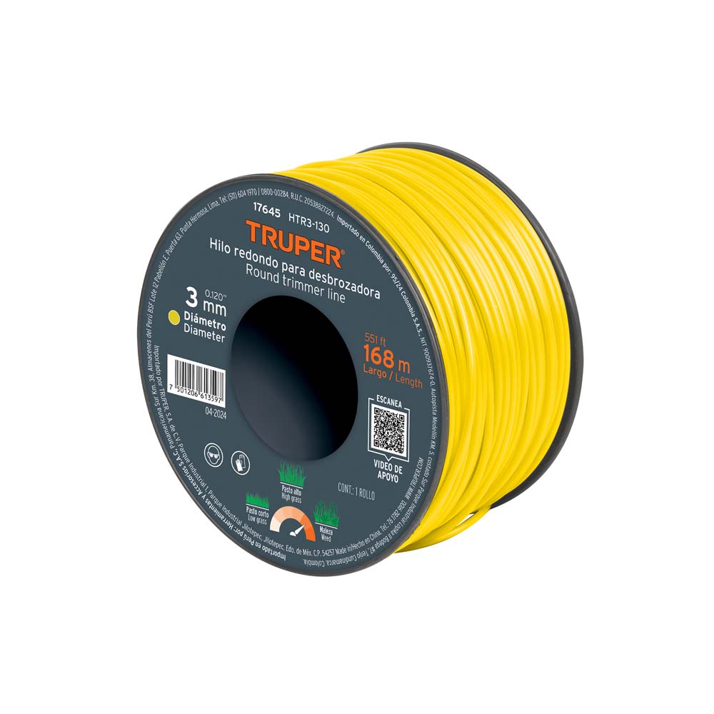 HILO REDONDO PARA DESBROZADORA CARRETE 142 M 3.3MM MCA TRUPER