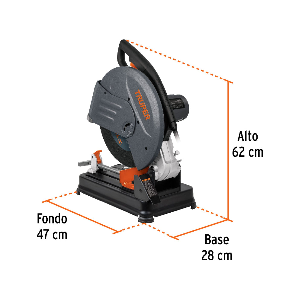 TRONZADORA / CORTADORA DE METALES 14" INDUSTRIAL 2200 W MCA TRUPER MECANICA *** OFRECER CM714B ***