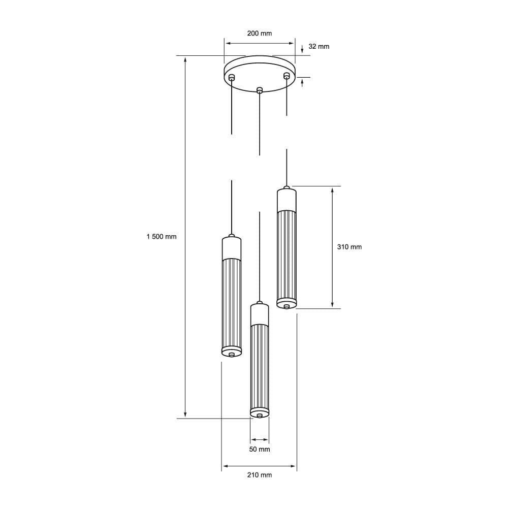 LAMPARA COLGANTE LED ACRILICO 1.5M 17W LUZ CALIDA BRILLANTE 3P NO ATENUABLE