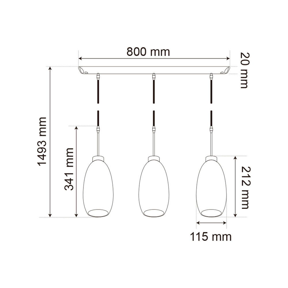 LUMINARIO SUSPENDIDO MARUK III CRISTAL OPALINO ACAB.SATINADO BASE 3XE26 MAX 45W 100-240V TECNOLITE