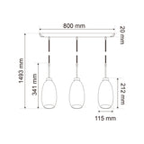 LUMINARIO SUSPENDIDO MARUK III CRISTAL OPALINO ACAB.SATINADO BASE 3XE26 MAX 45W 100-240V TECNOLITE