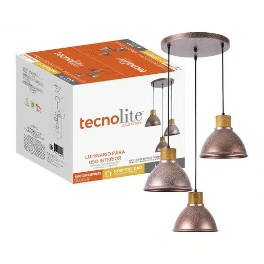LUMINARIO INT SUSP 3P S/L 100-240V E27 ROSA