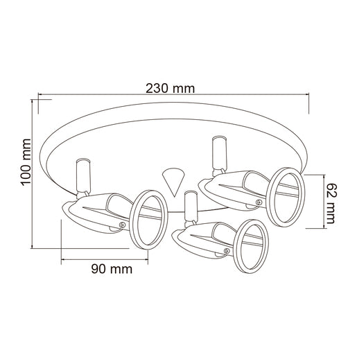 LUMINARIO INTERIOR SOBREP/TECHO 18W 100-240V GU10X3 SATINADO TECNOLITE *** EXHIBIDO ***