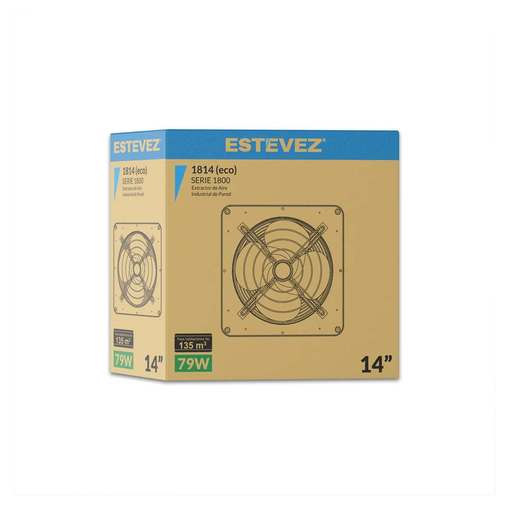 EXTRACTOR INDUSTRIAL METALICO C/REJILLA 14PG P/MURO ESTEVEZ