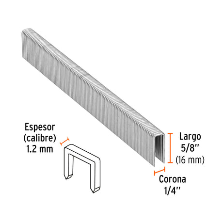 CAJA CON 5000 GRAPAS CORONA 1/4" CALIBRE 18 16MM P/ENNE-120
