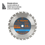 DISCO SIERRA P/MADERA 8-1/4" 24 DIENTES CENTRO 5/8" MCA TRUPER CARPINTERIA