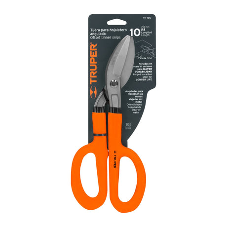 TIJERA PARA HOJALATERO ANGULADA 10" MANGO VINIL ACOJINADO MCA TRUPER HERRAMIENTAS