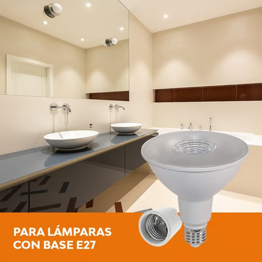 FOCO PAR38 LED 18 W BASE E27 LUZ CALIDA BRILLANTE MULTIVOLTAJE IP65 NO ATENUABLE