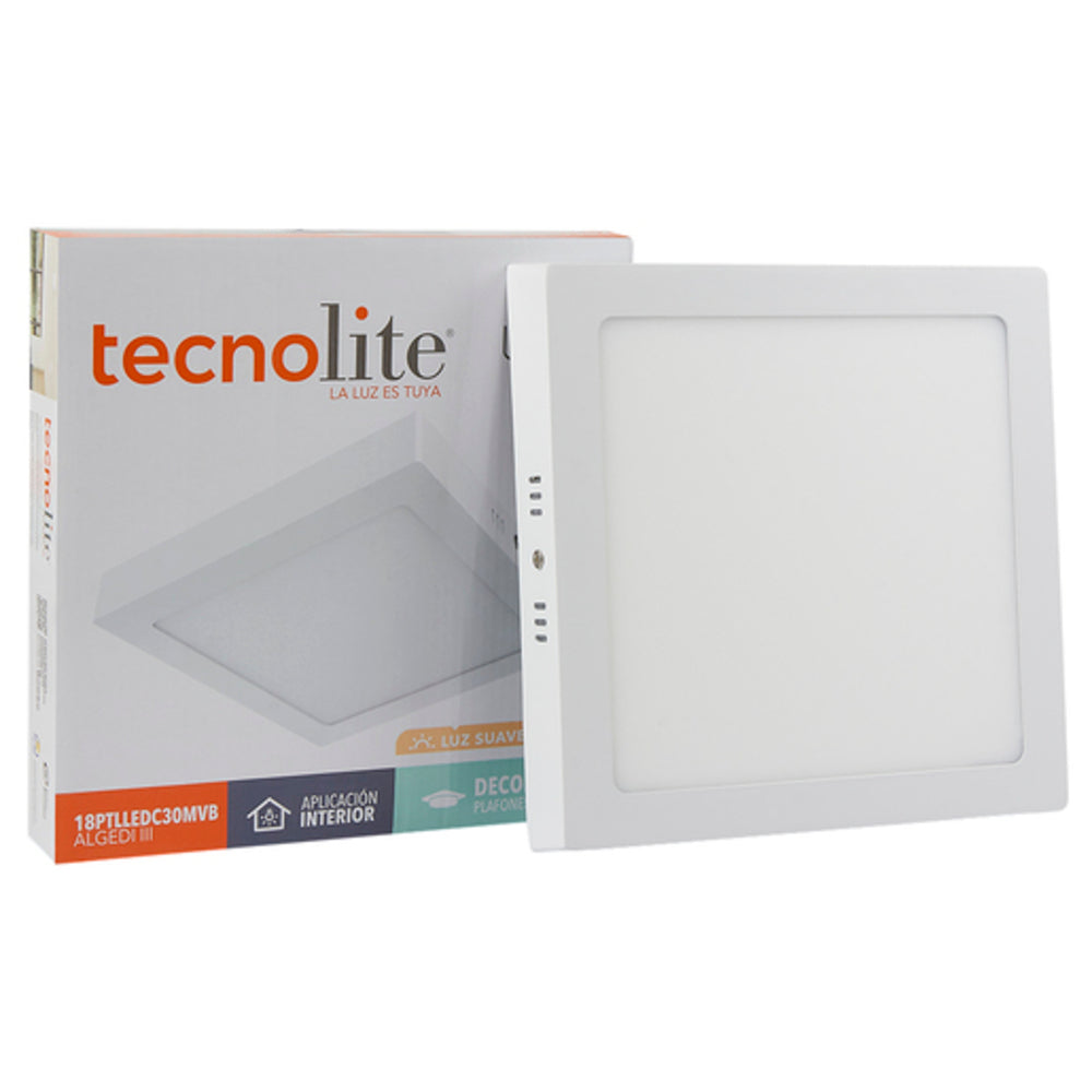 LÁMPARA DE INTERIOR LED ALGEDI III TECNOLITE PARA SOBREPONER 18W LUZ SUAVE CÁLIDA