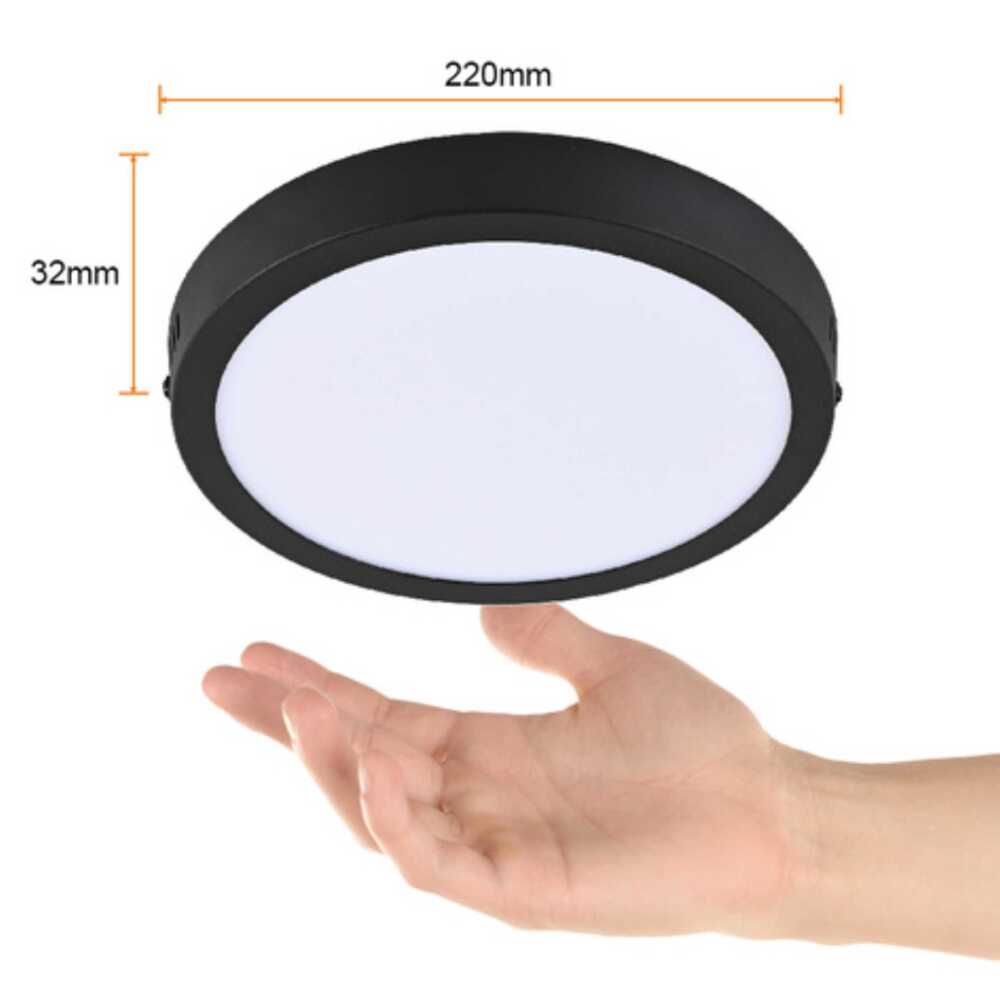 LUM LED SOBREPONER REDONDO 18W 3000K 100-240V NEGRO