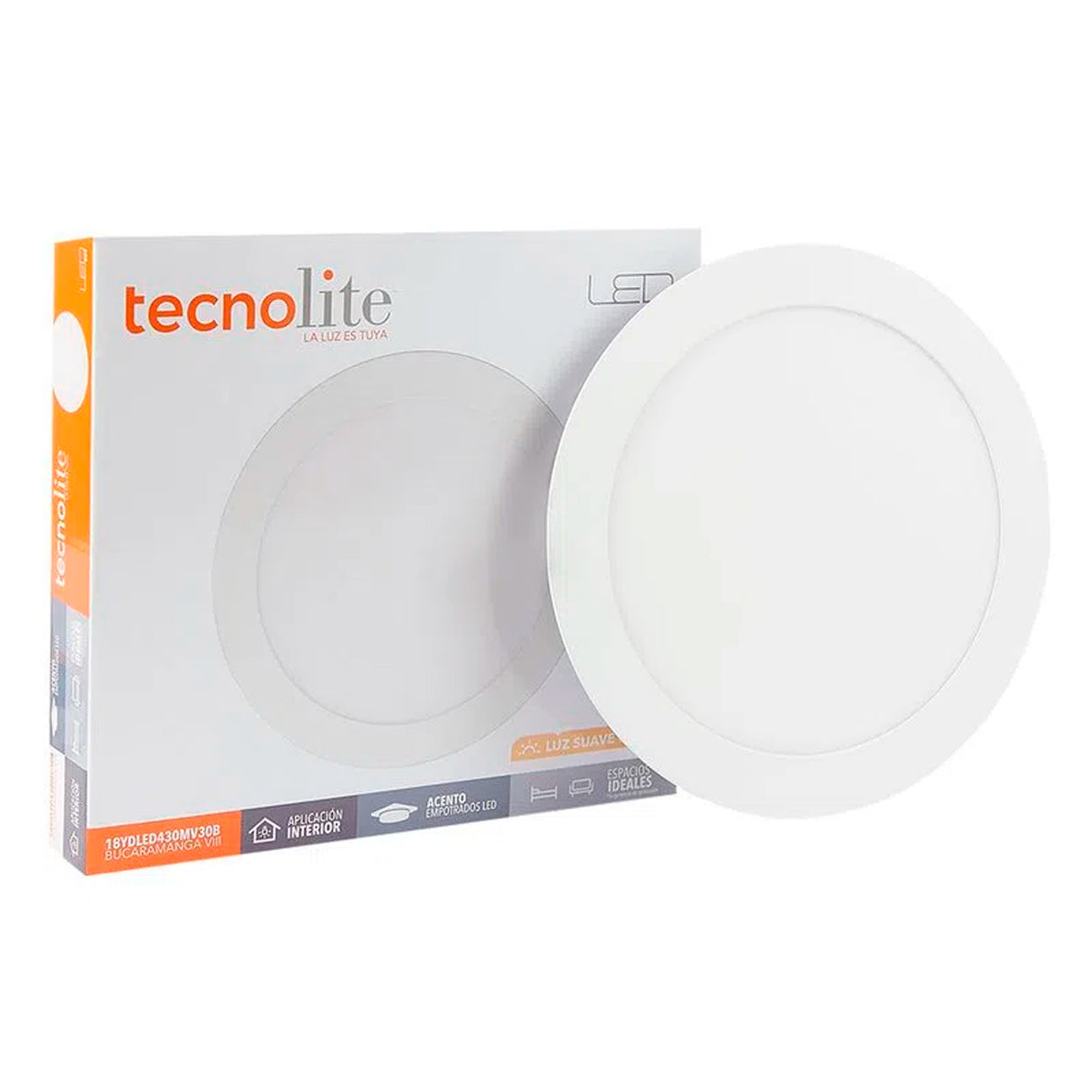 LÁMPARA DE INTERIOR EMPOTRABLE BUCARAMANGA VIII TECNOLITE NO ATENUABLE 18W LED INTEGRADO LUZ SUAVE CÁLIDA