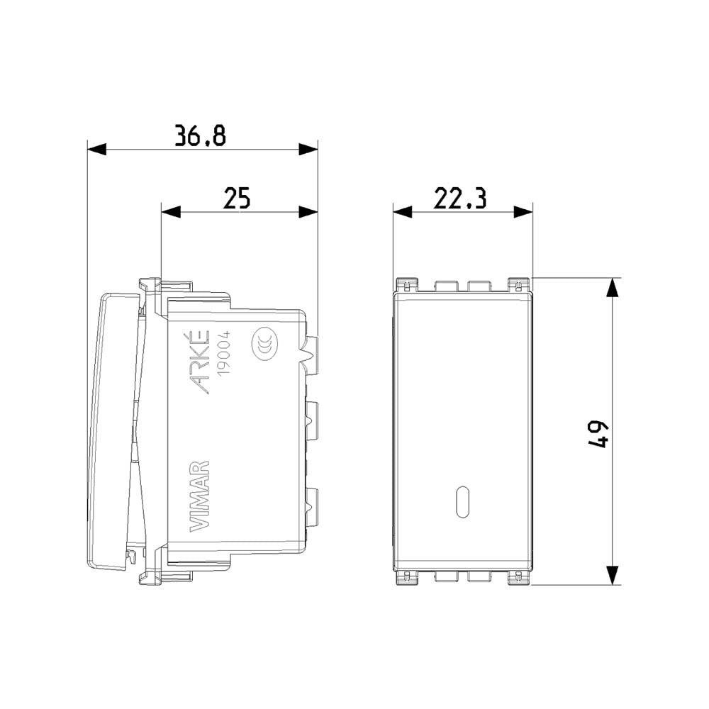 CONMUTADOR 1P 10AX. 250V. ILUMINABLE 1 MOD. GRIS ARKE VIMAR