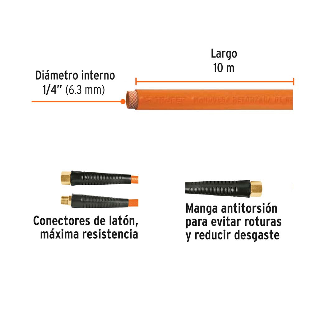 MANGUERA DE PVC BAJA PRESION 10M 1/4" MCA TRUPER