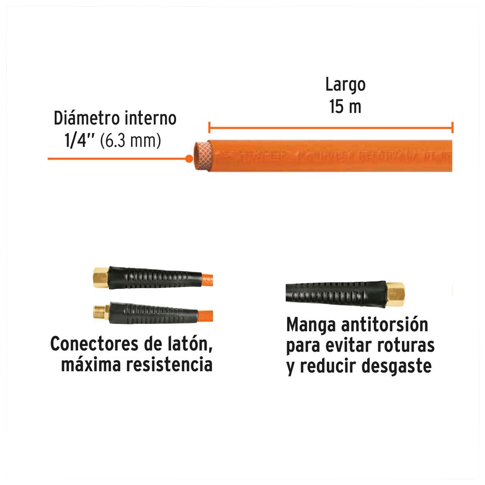 MANGUERA DE PVC BAJA PRESION 15M 1/4" MCA TRUPER