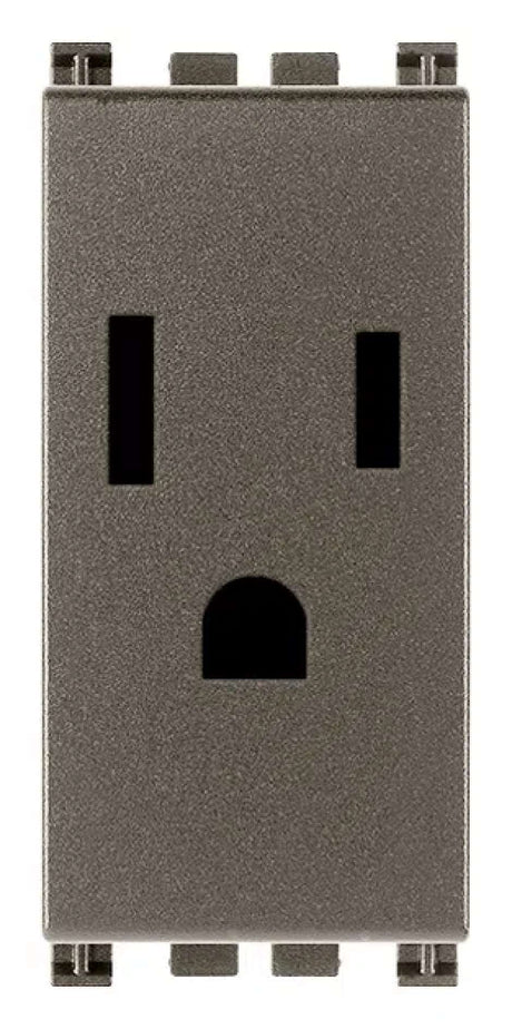 TOMACORRIENTE 2P+T 15A/127V. 1 MOD. USA METAL ARKE VIMAR