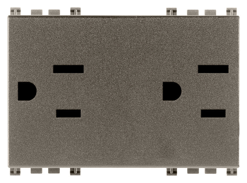 TOMACORRIENTE 2P+T 15A/127V. 3 MOD. USA METAL ARKE VIMAR