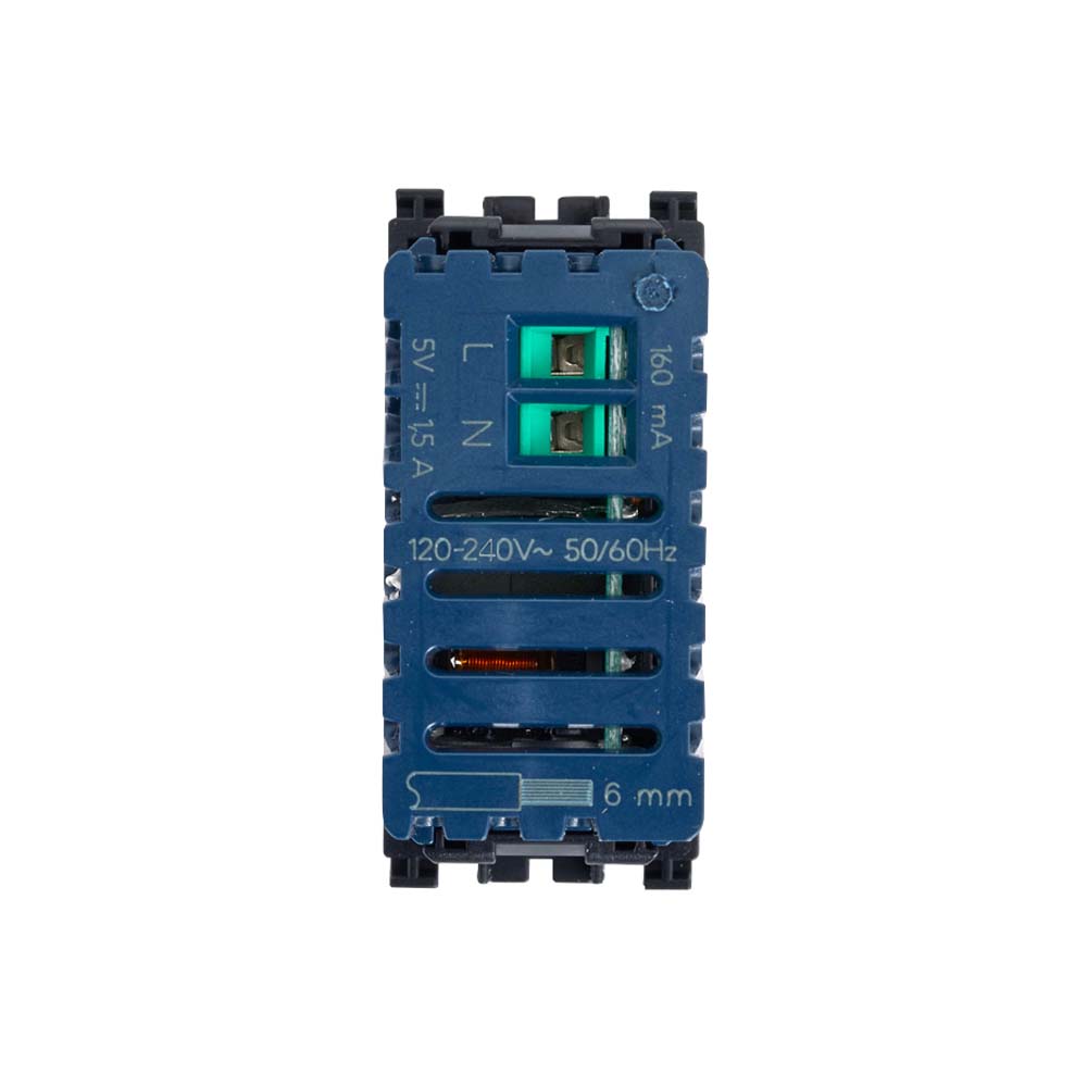 UNIDAD ALIMENTACION USB 5V. 1.5A. 1 MOD. 120-240V. GRIS PLANA VIMAR