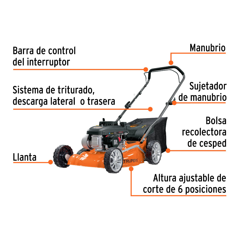 PODADORAS CON MOTOR A GASOLINA 4HP DE 18" P-418 TRUPER