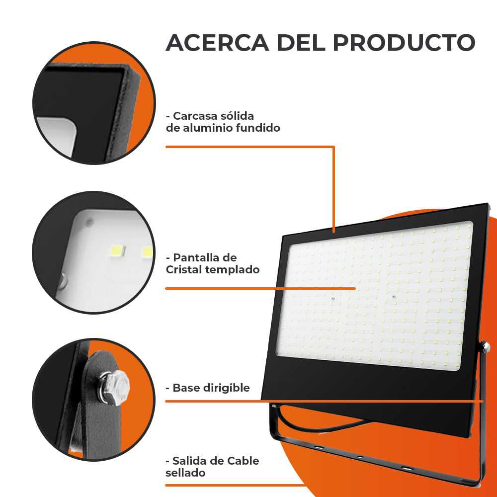 REFLECTOR EXT LED 200W 100-240V 18000LM 3000K NGR
