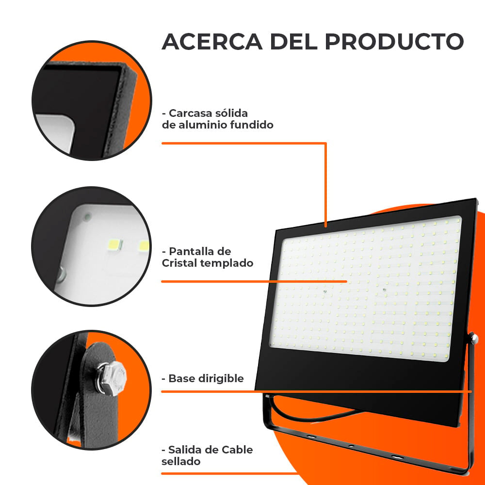 REFLECTOR EXT LED 200W 100-240V 18000LM 6500K NGR