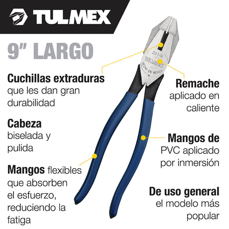 PINZA DE ELECTRICISTA 9"  CLASICA TULMEX KLEIN TOOLS