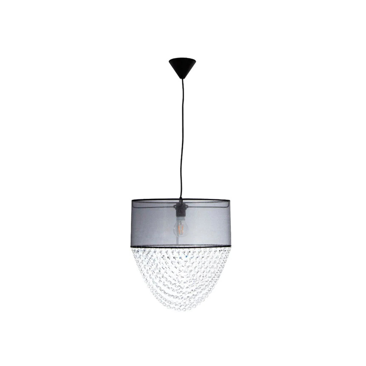 LAMPARA COLGANTE NEGRA 60W E27 1 LUZ 120V 21.5X42X42 S/FOCO *** HA. LUMI ***