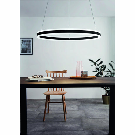 LUMINARIO COLG. LED 76W. 1 LUZ ACERO NEGRO PLAST. SATIN LED INT. TONARELLA *** REQUIERE DIMMER *** EGLO *** HA. LUMI ***