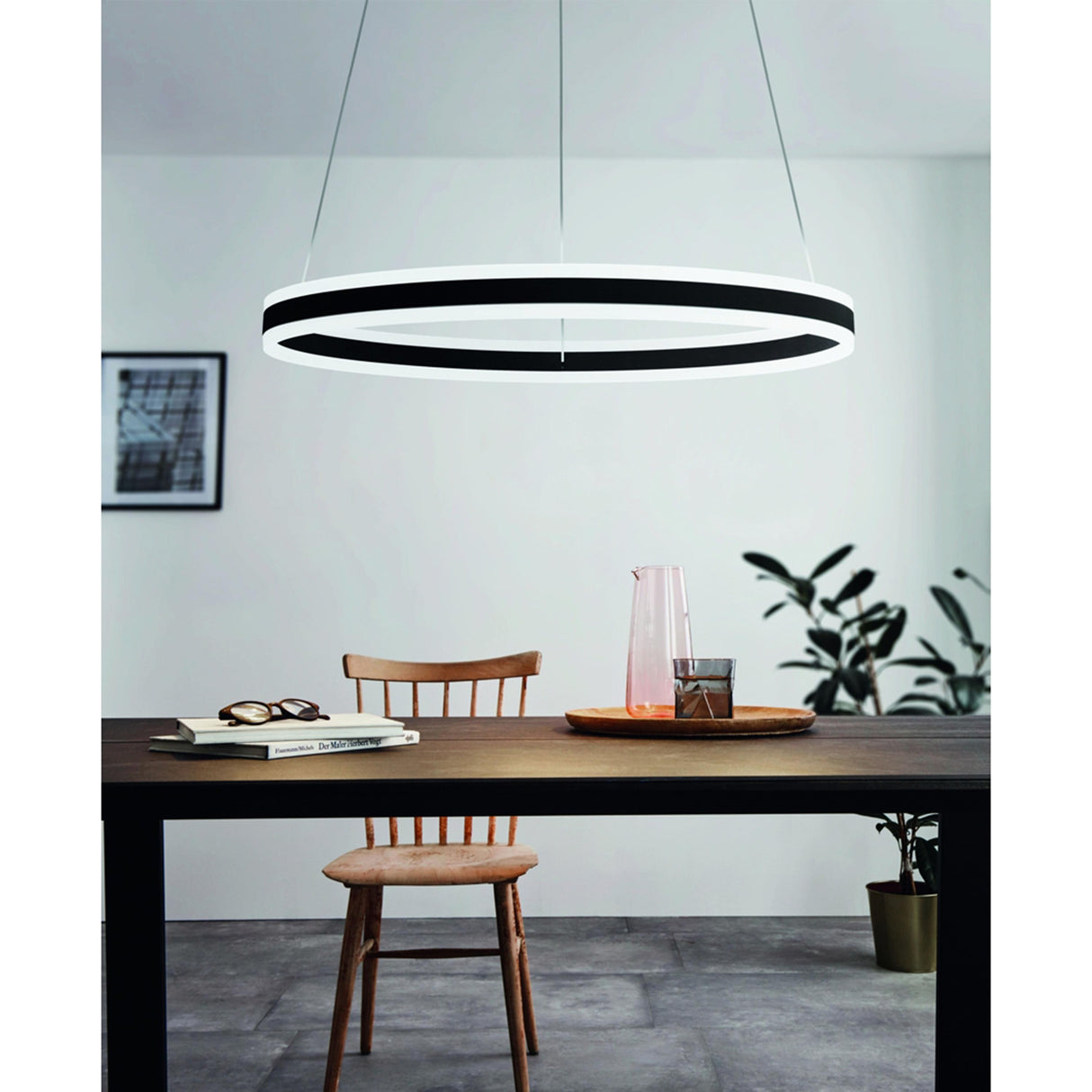 LUMINARIO COLG. LED 76W. 1 LUZ ACERO NEGRO PLAST. SATIN LED INT. TONARELLA *** REQUIERE DIMMER *** EGLO *** HA. LUMI ***