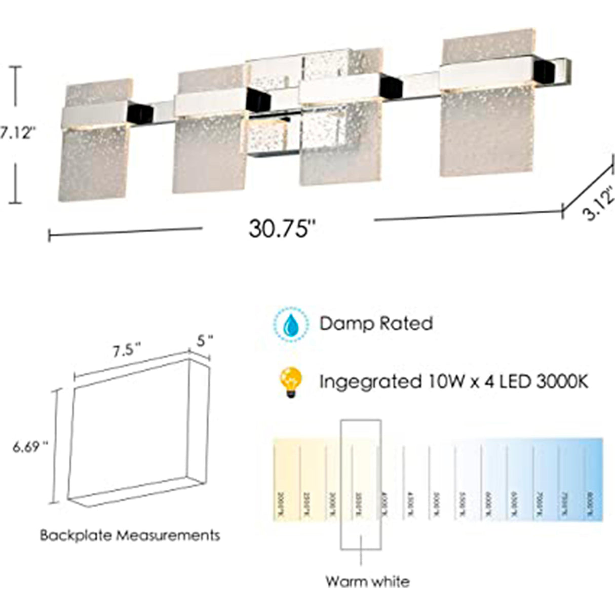 LUMINARIO DE PARED LED 4 PANTALLAS MADRONA 31W ACERO NEGRO VIDRIO CLARO *** HA. LUMI ***