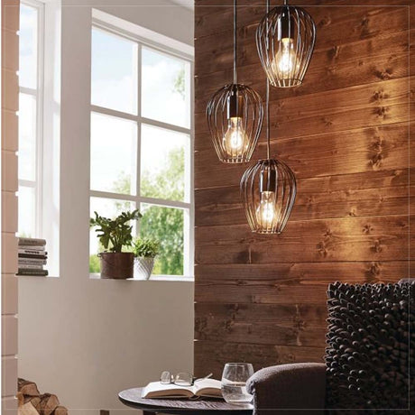 LUMINARIO COLGANTE 3 LUCES OVAL E26 3X60W MAX 120V NEGRO NEWTOWN
