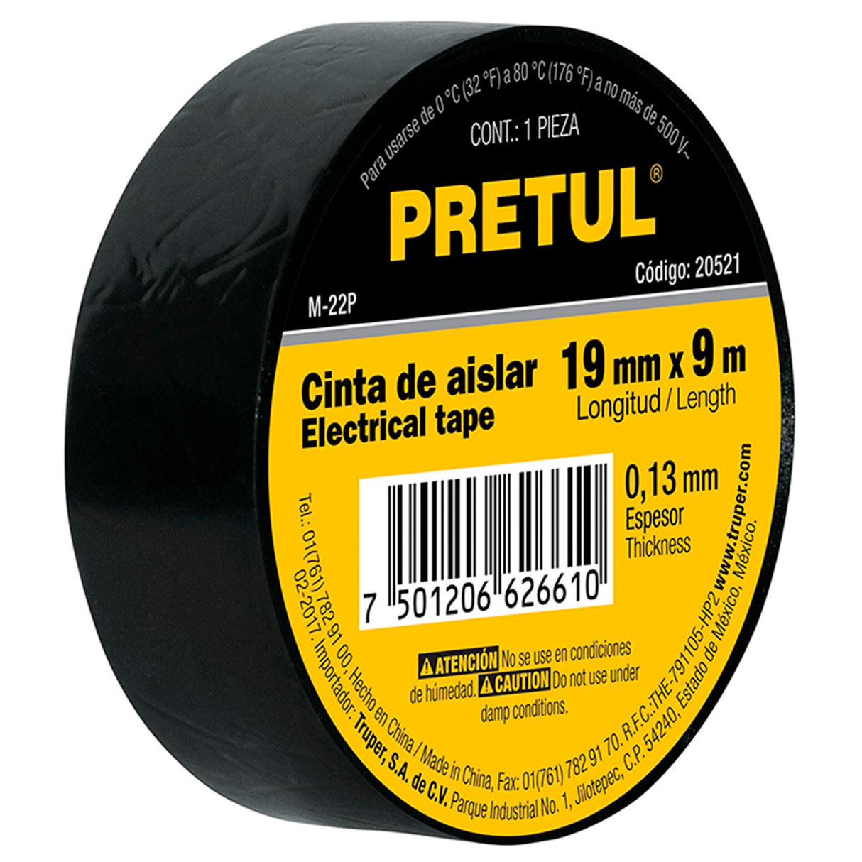 CINTA DE AISLAR 18M X 19MM. NEGRA ENCOGIBLE M-33P 20522 TRUPER