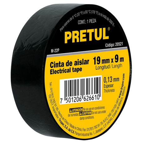 CINTA DE AISLAR 18M X 19MM. NEGRA ENCOGIBLE M-33P 20522 TRUPER