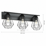 ARBOTANTE TRIPLE PANTALLA TIPO ESQUELETO DIAMANTE E27 (NO INCLUIDAS) TARBES  *** HA. LUMI ***