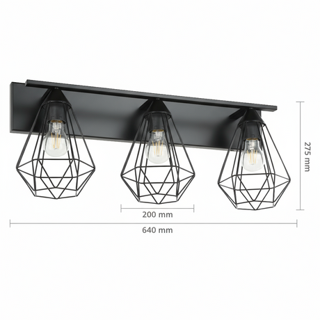 ARBOTANTE TRIPLE PANTALLA TIPO ESQUELETO DIAMANTE E27 (NO INCLUIDAS) TARBES  *** HA. LUMI ***