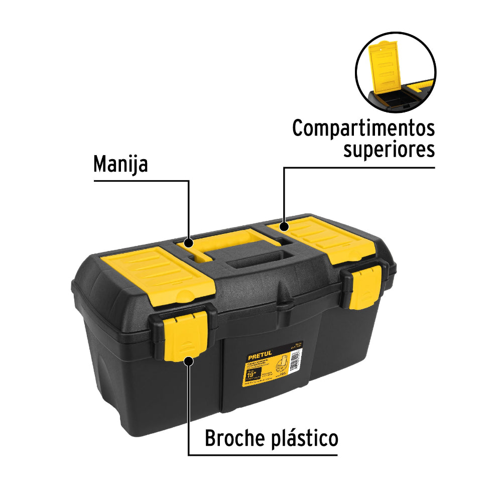 CAJA PLASTICA 19" P/ HERRAMIENTAS CON COMPARTIMIENTOS MCA PRETUL