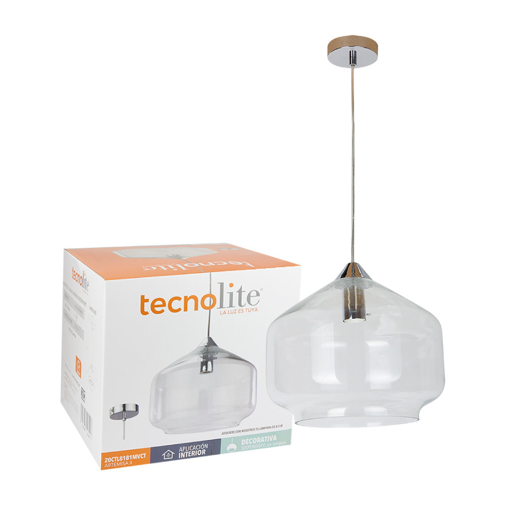 LUMINARIO DE CRISTAL INTERIOR COLGANTE S/L 20W 100-240V E27 MCA. TECNOLITE *** EXHIBIDO ***