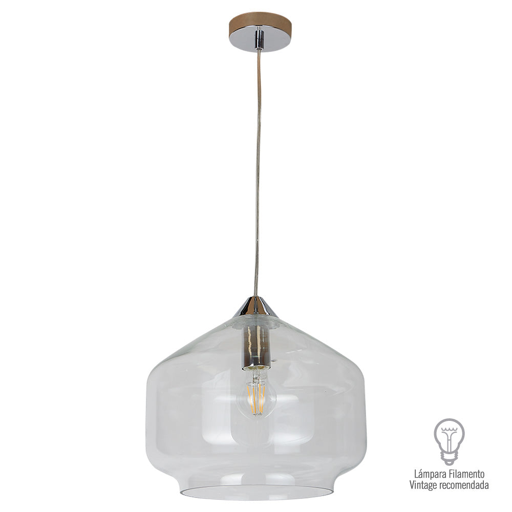 LUMINARIO DE CRISTAL INTERIOR COLGANTE S/L 20W 100-240V E27 MCA. TECNOLITE *** EXHIBIDO ***