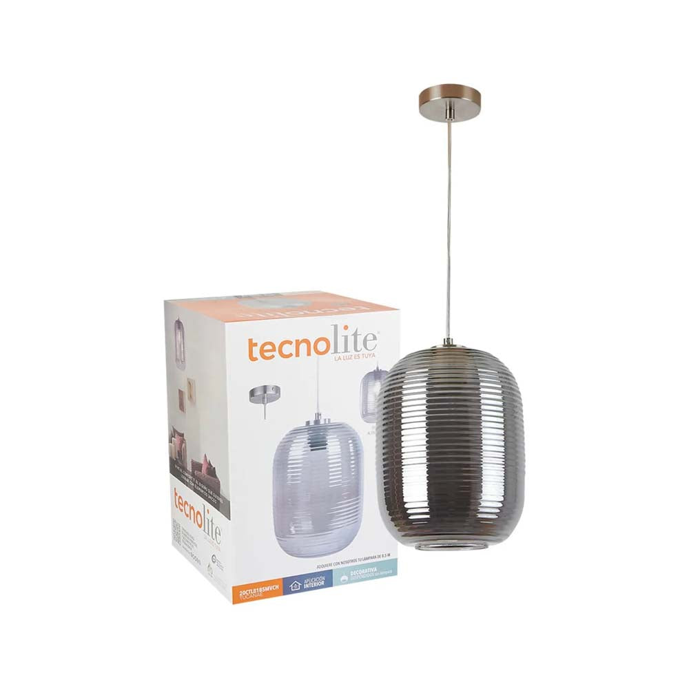 LUMINARIO COLGANTE DE CRISTAL HUMO P/INTERIOR S/L 20W 100-240V E27 ***TECNOLITE HAE***