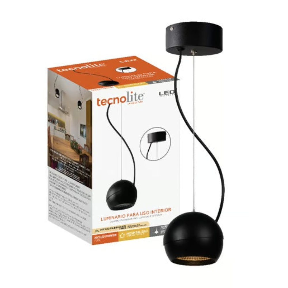 LAMPARA COLGANTE LED METAL 1.5M 20W LUZ CALIDA BRILLANTE IRC90 NO ATENUABLE