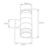 LUMINARIO EXT MURO LED 20W 30K NEGRO