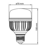 FOCO DE ALTA POTENCIA LHB LED T70 20 W LUZ DE DIA BASE E27 NO ATENUABLE