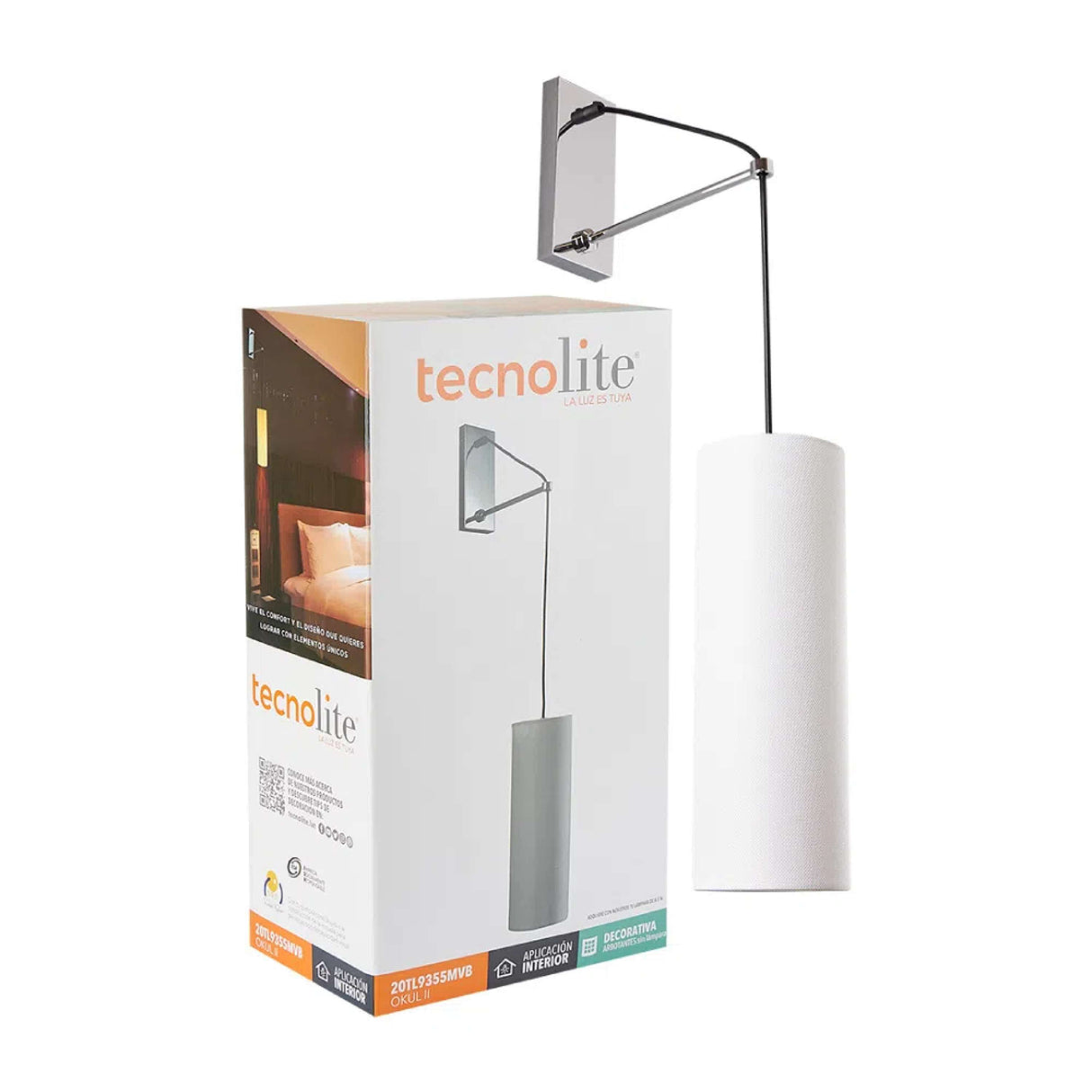 LÁMPARA DE INTERIOR TECNOLITE OKUL II PARA SOBREPONER EN MURO BASE E27 ***TECNOLITE HAE***